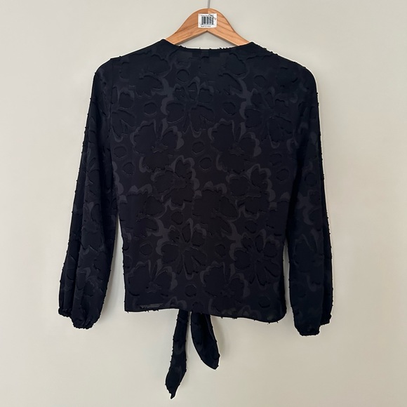 Madewell Black Floral Jacquard Side-Tie Wrap Top - Picture 10 of 10